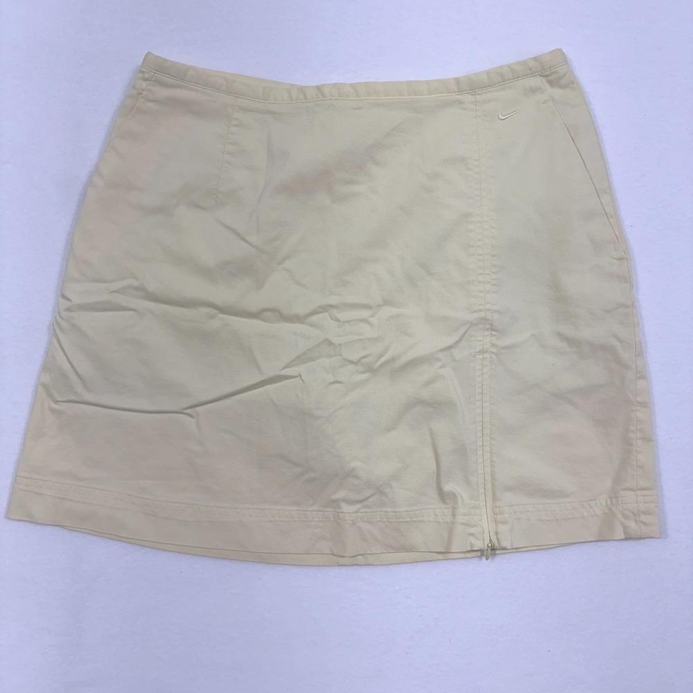 Nike Golf Dri-fit‎ Skort Women's Sz 10 M Butter Yellow Preppy Sporty Cotton Zip